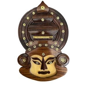 Hand Crafted Wooden Kathakali Wall Mask from India